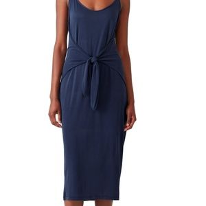 Slate & Willow Navy Tie Front Midi Dress